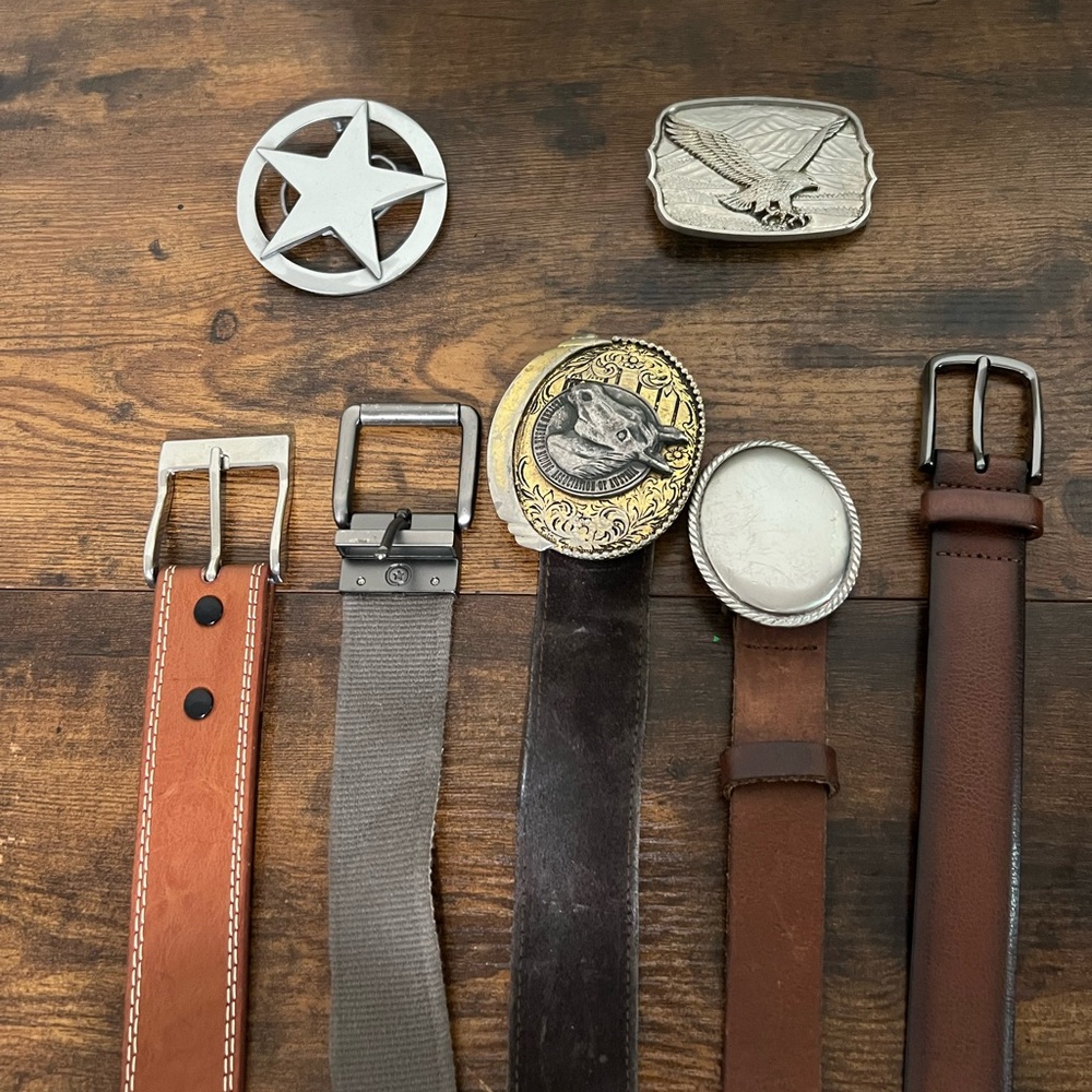 Assorted Belt Buckles and Straps